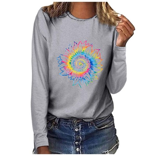 women's t-shirt colorful sunflower print tshirt women ladies casual long sleeve pullover camisetas mujer loose t shirt, White
women's t-shirt colorful sunflower print tshirt women ladies casual long sleeve pullover camisetas mujer loose t shirt, White
