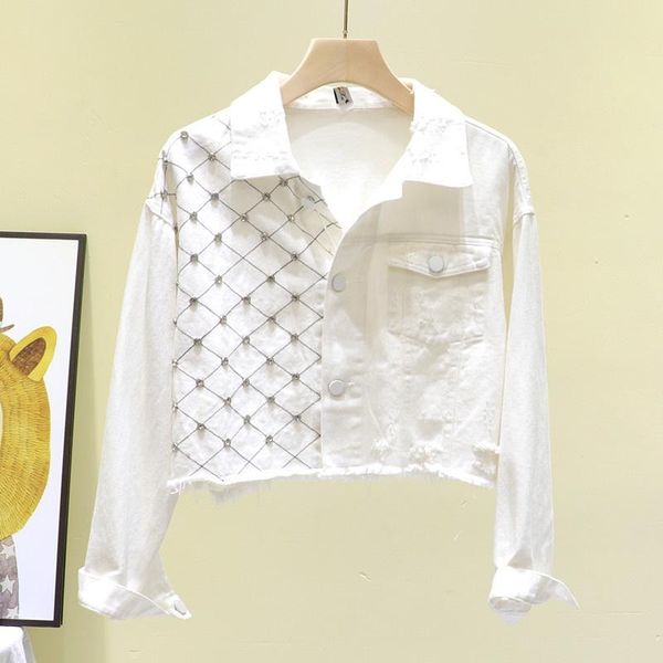 women's jackets harajuku short white jeans jacket 2021 spring autumn plus size diamond holes denim chaqueta mujer female outwear, Black;brown
women's jackets harajuku short white jeans jacket 2021 spring autumn plus size diamond holes denim chaqueta mujer female outwear, Black;brown