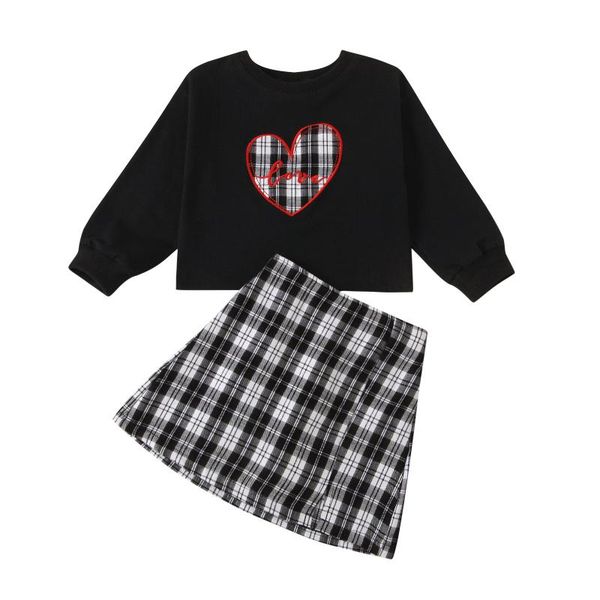 girl's 2t-8t clothing set plaid heart print long sleeve and skirt two-piece suit for vacation birthday party sets, White
girl's 2t-8t clothing set plaid heart print long sleeve and skirt two-piece suit for vacation birthday party sets, White