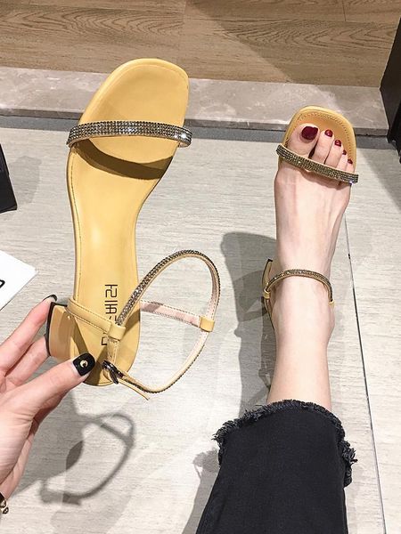 women's shoes sandals 2021 summer fashion rhinestone thick heel open toe strap high heels, Black
women's shoes sandals 2021 summer fashion rhinestone thick heel open toe strap high heels, Black