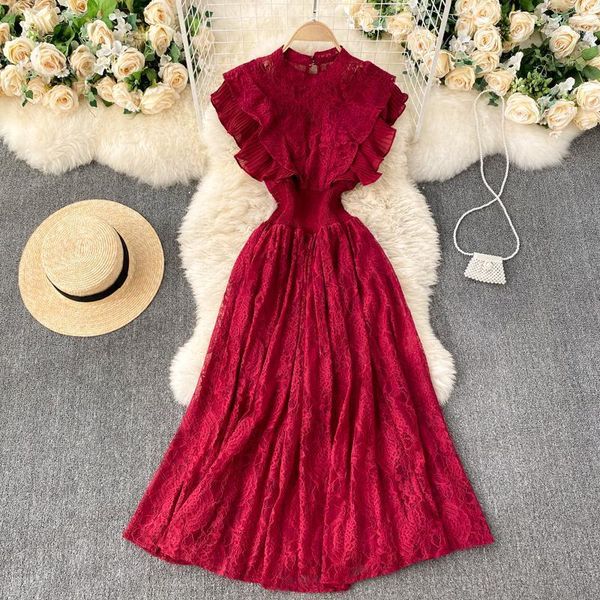 casual dresses foamlina elegant women lace dress solid o-neck sleeveless pleated ruffles elastic waist a-line midi party vestidos mujer, Black;gray
casual dresses foamlina elegant women lace dress solid o-neck sleeveless pleated ruffles elastic waist a-line midi party vestidos mujer, Black;gray