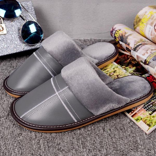 women slippers leather waterproof with fur couple big size home winter non slip indoor shoes for female, Black
women slippers leather waterproof with fur couple big size home winter non slip indoor shoes for female, Black