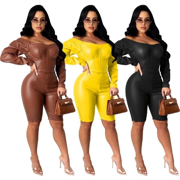 women's jumpsuits & rompers pu leather playsuit woman slash neck long sleeve high waist bodycon shorts jumpsuit side zipper nightclub p, Black;white
women's jumpsuits & rompers pu leather playsuit woman slash neck long sleeve high waist bodycon shorts jumpsuit side zipper nightclub p, Black;white