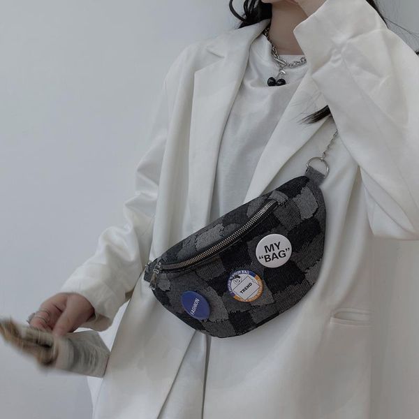 women contrast color plaid denim female shoulder crossbody chest bag casual ladies shopper purse chain small handbags with badge waist bags
women contrast color plaid denim female shoulder crossbody chest bag casual ladies shopper purse chain small handbags with badge waist bags