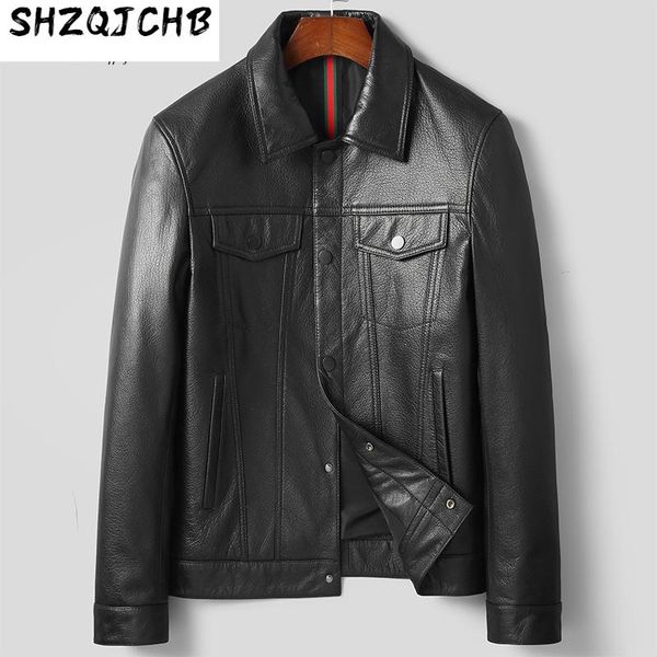 men's leather & faux shzq 2021 goat jacket lapel single thin middle-aged coat autumn, Black
men's leather & faux shzq 2021 goat jacket lapel single thin middle-aged coat autumn, Black