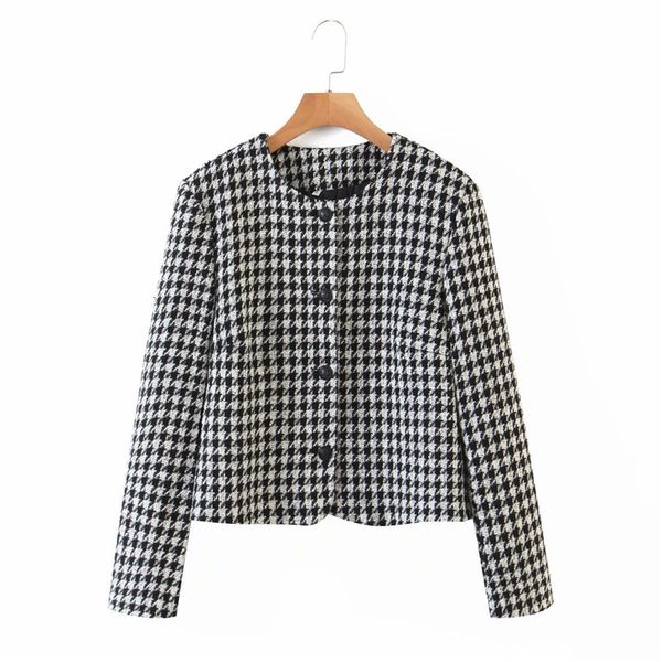 women's jackets autumn women casual houndstooth woolen short female elegant long sleeve single breasted outwear jacket femme chic, Black;brown
women's jackets autumn women casual houndstooth woolen short female elegant long sleeve single breasted outwear jacket femme chic, Black;brown