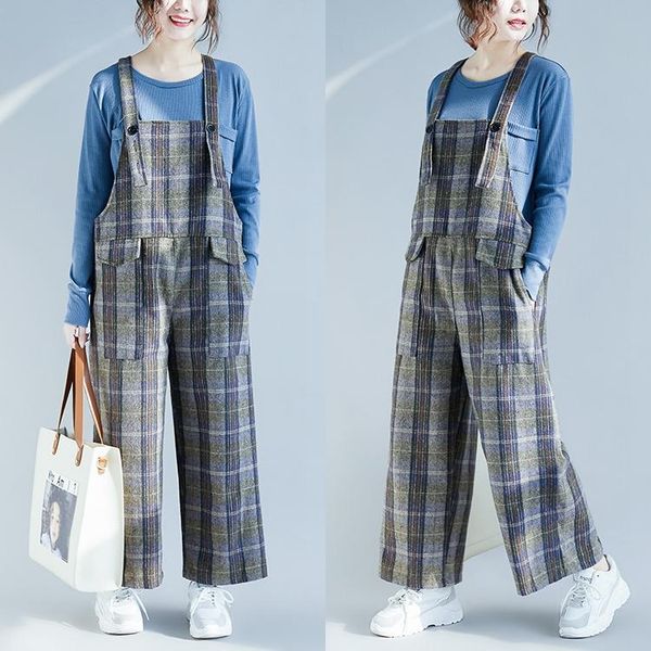 women's jumpsuits & rompers korean style women plaid elegant wide leg jumpsuit casual office ladies high waist 2021 winter cashmere, Black;white
women's jumpsuits & rompers korean style women plaid elegant wide leg jumpsuit casual office ladies high waist 2021 winter cashmere, Black;white