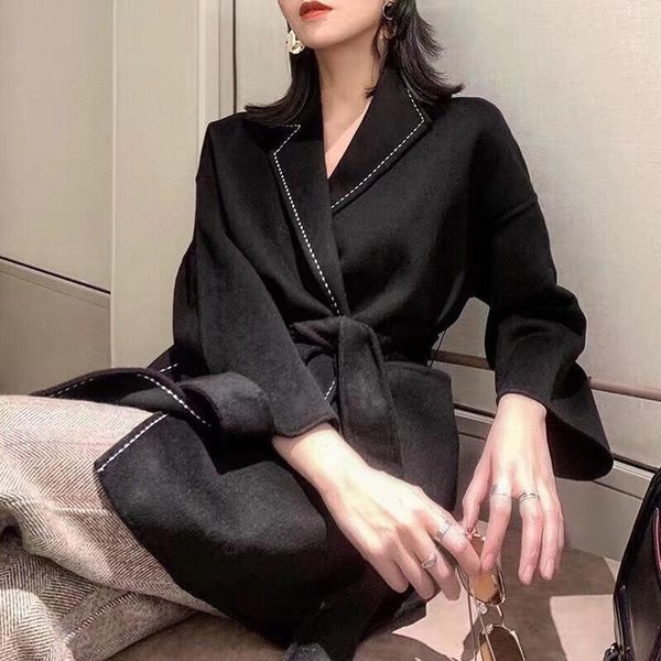 women's wool & blends 2021 womens autumn black lace-up double-sided bordered cashmere blend coat short length jacket jaqueta feminina
women's wool & blends 2021 womens autumn black lace-up double-sided bordered cashmere blend coat short length jacket jaqueta feminina