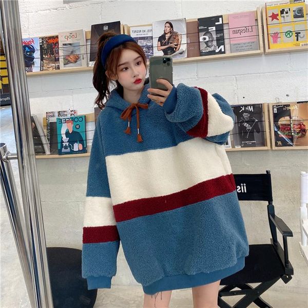 women's hoodies & sweatshirts lucyever mix color striped hoodie women 2021 winter warm thicken plush women' coat korean style casu, Black
women's hoodies & sweatshirts lucyever mix color striped hoodie women 2021 winter warm thicken plush women' coat korean style casu, Black