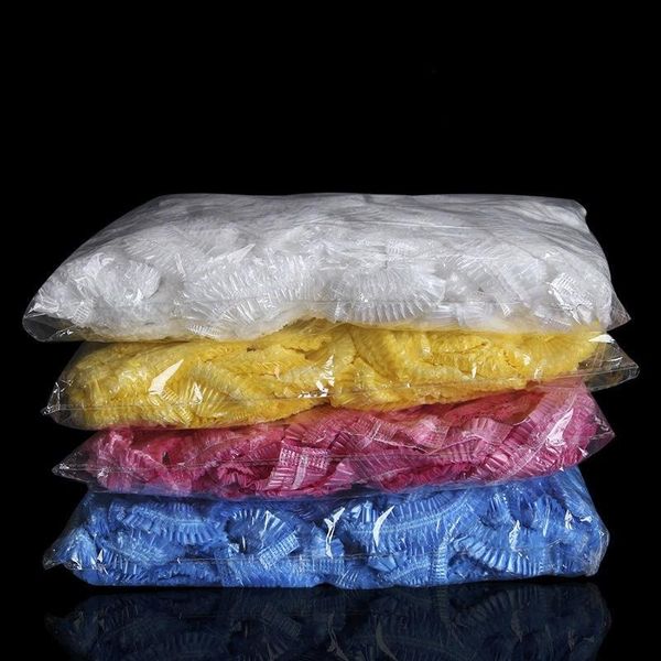 shower caps 100pcs disposable one-off el home bathing clear hair elastic hats