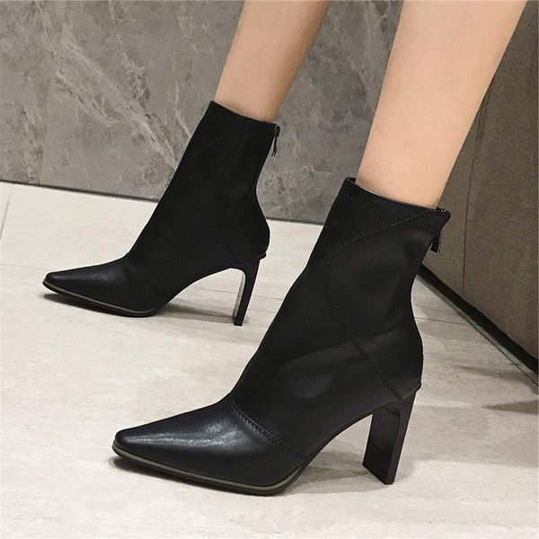 boots skinny boots, short women's thick heel and versatile, Black 
boots skinny boots, short women's thick heel and versatile, Black