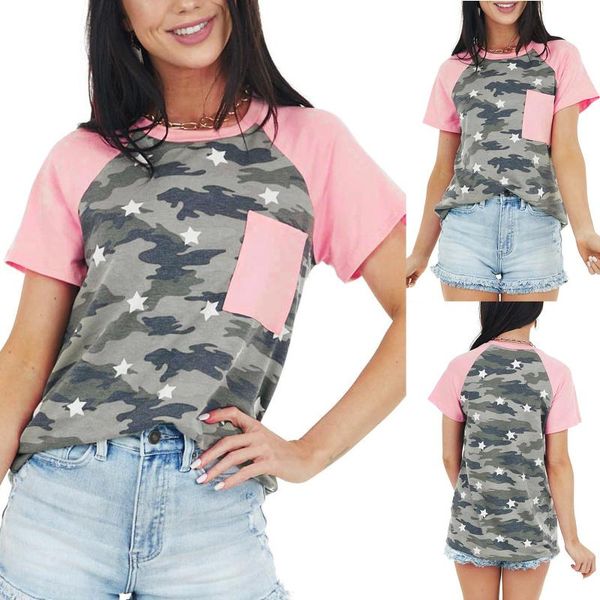 summer women camouflage stitching tee shirts casual round collar short sleeves t-shirts mid-length ladies clothes women's t-shirt, White
summer women camouflage stitching tee shirts casual round collar short sleeves t-shirts mid-length ladies clothes women's t-shirt, White