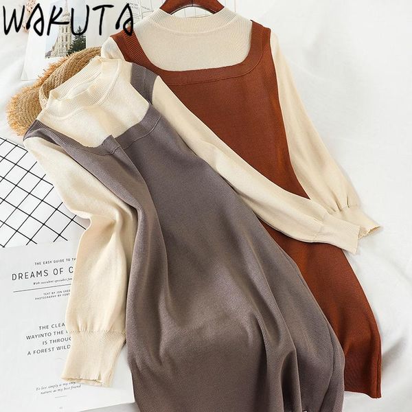casual dresses wakuta simple elegant midi dress for girls a-line o-neck knit color block preppy style loose fall fake 2 piece suits, Black;gray
casual dresses wakuta simple elegant midi dress for girls a-line o-neck knit color block preppy style loose fall fake 2 piece suits, Black;gray