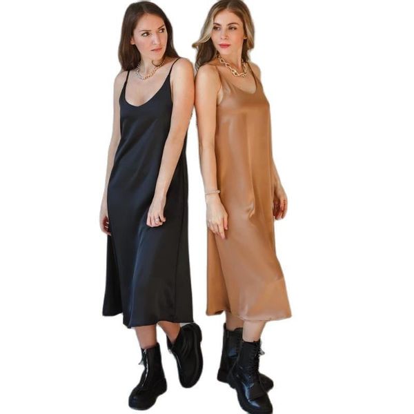 casual dresses 2021 women satin dress party luxury shiny sundress imitation silk fashion ladies, Black;gray
casual dresses 2021 women satin dress party luxury shiny sundress imitation silk fashion ladies, Black;gray