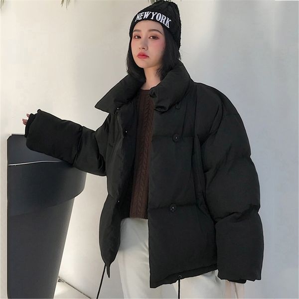 korean style stand collar winter jacket women breasted buttons coat for women short black puffer jacket parka female 210925
korean style stand collar winter jacket women breasted buttons coat for women short black puffer jacket parka female 210925