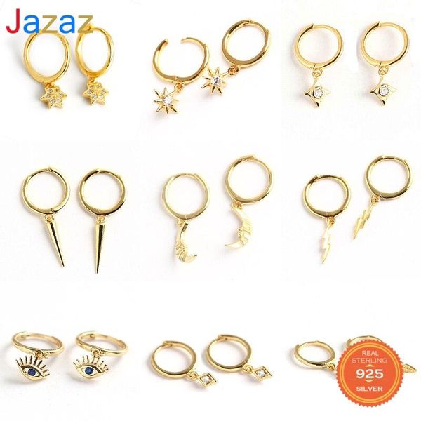 hoop & huggie jazaz real 925 sterling silver zircon star moon feather eye earrings for fashion women fine jewelry hiphop accessories, Golden;silver
hoop & huggie jazaz real 925 sterling silver zircon star moon feather eye earrings for fashion women fine jewelry hiphop accessories, Golden;silver