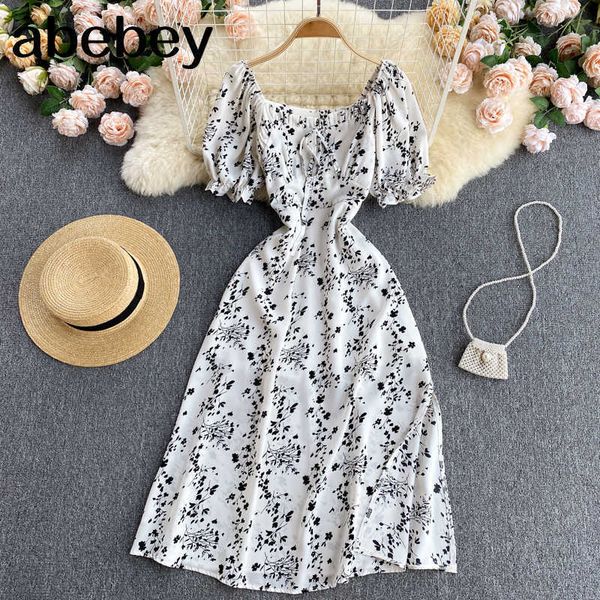 women chiffon floral dress korean puff sleeve square collar ruched a-line dresses summer bohemian print beach sundress 210715, Black;gray
women chiffon floral dress korean puff sleeve square collar ruched a-line dresses summer bohemian print beach sundress 210715, Black;gray