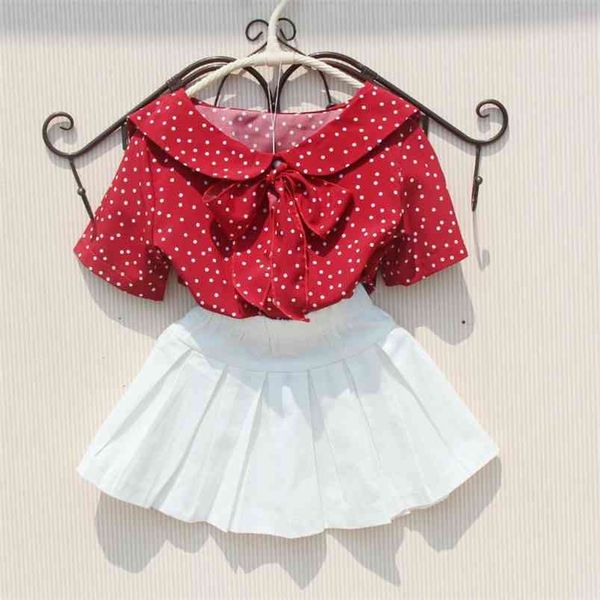kids blouse for girls fashion chiffon red shirt summer big clothes short sleeve dot shirts bow navy collar blouses 210622, White;black
kids blouse for girls fashion chiffon red shirt summer big clothes short sleeve dot shirts bow navy collar blouses 210622, White;black