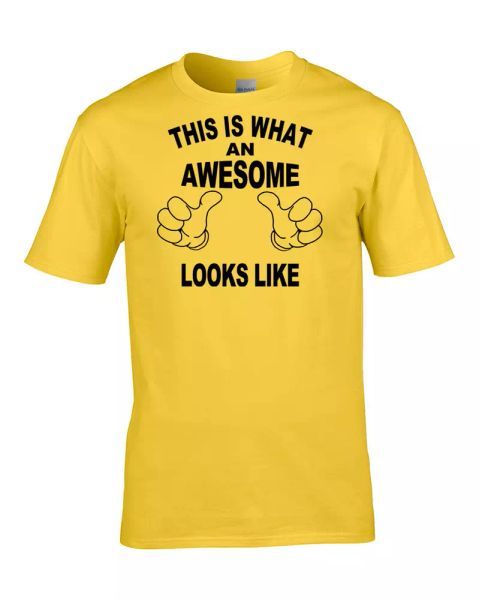 this is what awesome looks like- showing off men's t-shirt, White;black