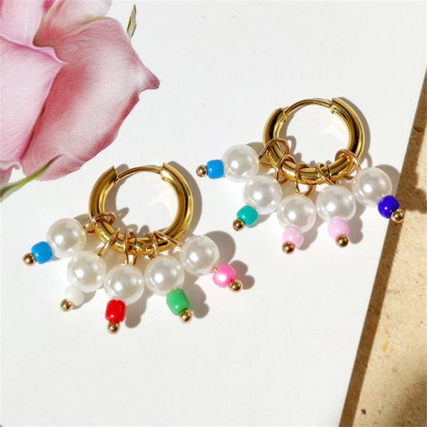 hoop & huggie ins colorful small beads charm earrings for women gold color stainless steel circle fashion party jewelry gift, Golden;silver
hoop & huggie ins colorful small beads charm earrings for women gold color stainless steel circle fashion party jewelry gift, Golden;silver