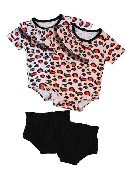 clothing sets 2pcs summer baby girls outfit leopard print flouncing short sleeve round collar romper + casual shorts clothes, White
clothing sets 2pcs summer baby girls outfit leopard print flouncing short sleeve round collar romper + casual shorts clothes, White