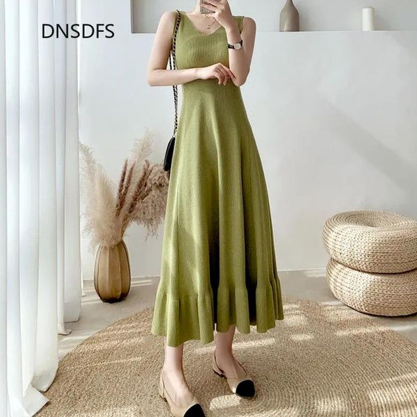 casual dresses women spring summer dress korean a line v-neck long knit sleeveless slim bottoming sweet green black clothing, Black;gray
casual dresses women spring summer dress korean a line v-neck long knit sleeveless slim bottoming sweet green black clothing, Black;gray