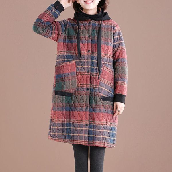 women's down & parkas winter clothes chaqueta plus size casual cotton padded coats plaid print thickening soft hooded warm coat jacket, Black
women's down & parkas winter clothes chaqueta plus size casual cotton padded coats plaid print thickening soft hooded warm coat jacket, Black