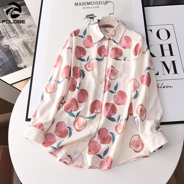 women's blouses & shirts folobe 2021 vintage print shirt women fruit peach turn-down collar casual femininas blusas long sleeve retro, White
women's blouses & shirts folobe 2021 vintage print shirt women fruit peach turn-down collar casual femininas blusas long sleeve retro, White