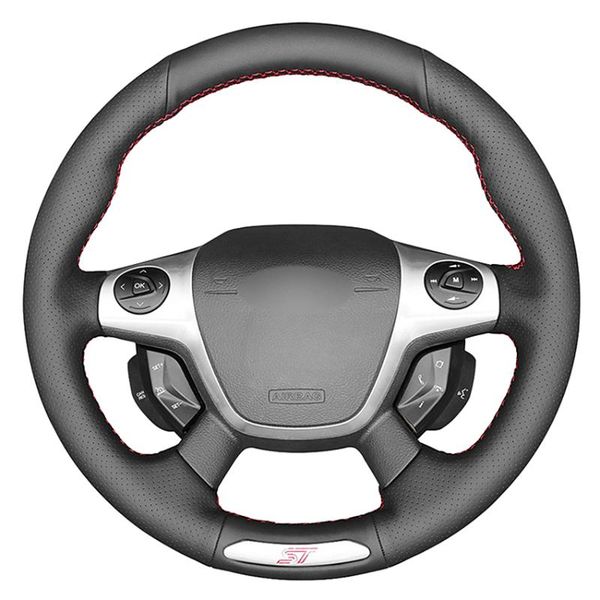 Steering Wheel Covers Black Genuine Leather Hand-stitched Car Cover For Focus 3 ST 2012 2013 2014
Steering Wheel Covers Black Genuine Leather Hand-stitched Car Cover For Focus 3 ST 2012 2013 2014