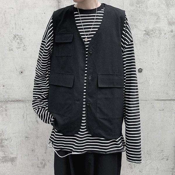 men's vests spring retro thin section tooling vest korean version of the tide brand loose bf casual sleeveless jacket shirt, Black;white
men's vests spring retro thin section tooling vest korean version of the tide brand loose bf casual sleeveless jacket shirt, Black;white