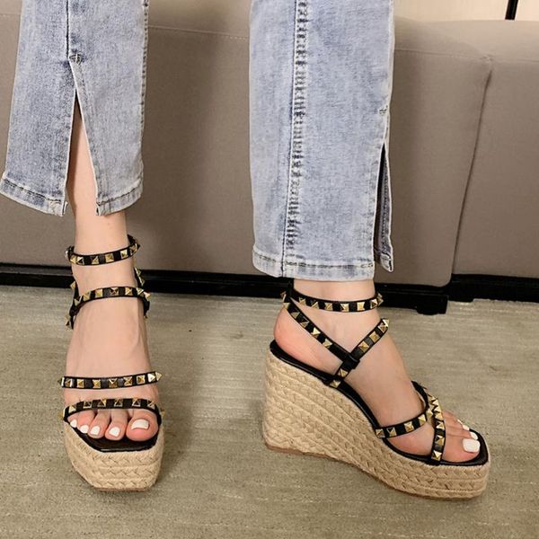 dress shoes lapolaka high heels elegant ladies for women fashion rivets straw platform wedges summer sandals female, Black
dress shoes lapolaka high heels elegant ladies for women fashion rivets straw platform wedges summer sandals female, Black