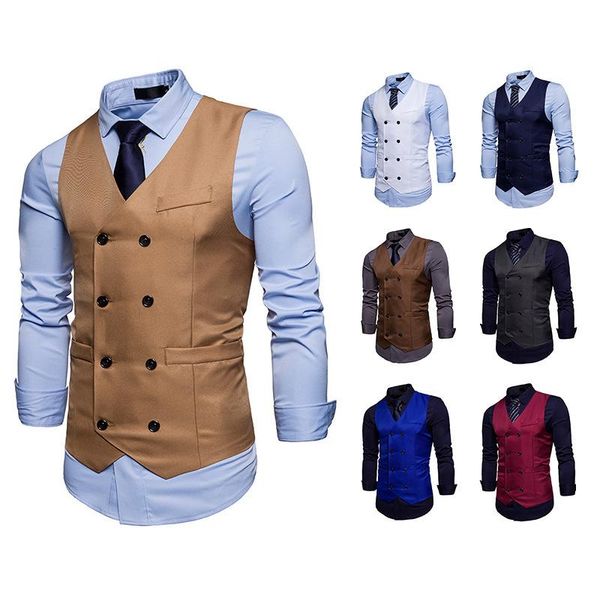 men's vests arrival fashion mens double breasted blazer casual vest khaki waistcoat men sleeveless suit male plus size vintage top, Black;white
men's vests arrival fashion mens double breasted blazer casual vest khaki waistcoat men sleeveless suit male plus size vintage top, Black;white