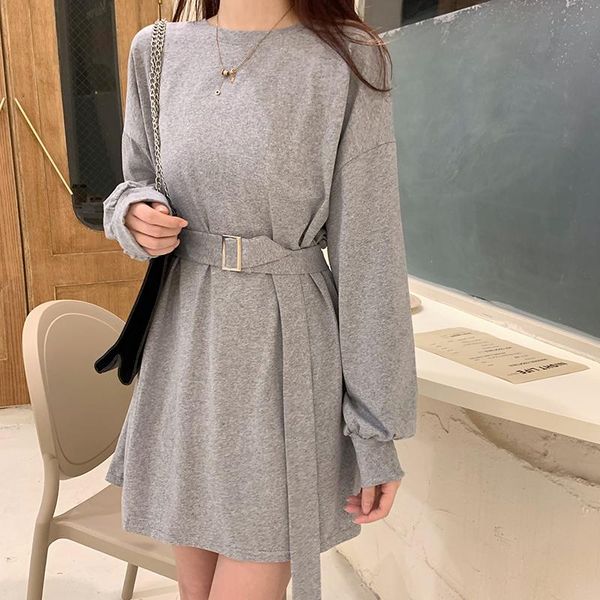 casual dresses women's korean loose versatile dress autumn with belt o-neck long sleeve knee length, Black;gray
casual dresses women's korean loose versatile dress autumn with belt o-neck long sleeve knee length, Black;gray