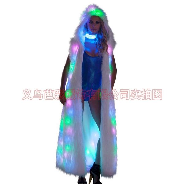 new l luminous fur coat haining long led performance clothes super imitation sleeveless women, Black
new l luminous fur coat haining long led performance clothes super imitation sleeveless women, Black