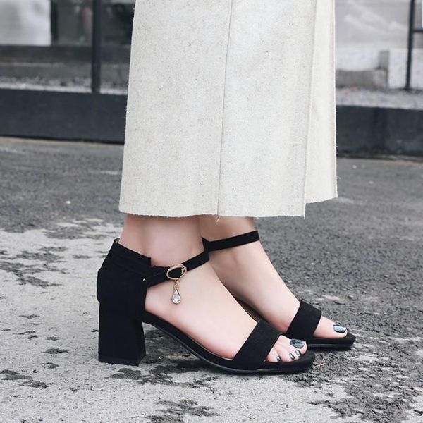 summer suede strap sandals ladies thick with round toe high heels wild fashion women's shoes, Black
summer suede strap sandals ladies thick with round toe high heels wild fashion women's shoes, Black