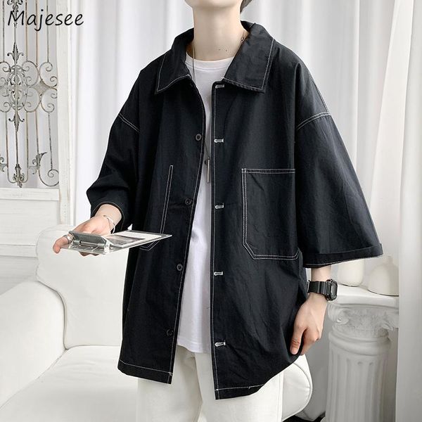 men's casual shirts half sleeve men loose business large size 3xl harajuku high street all match handsome baggy korean fashion outerwea, White;black
men's casual shirts half sleeve men loose business large size 3xl harajuku high street all match handsome baggy korean fashion outerwea, White;black