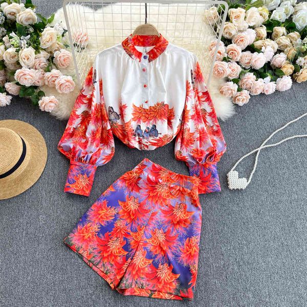 women's tracksuits croysier runway fashion 2021 butterfly floral print elegant vintage shorts sets oversized shirt and two piece s, Gray
women's tracksuits croysier runway fashion 2021 butterfly floral print elegant vintage shorts sets oversized shirt and two piece s, Gray