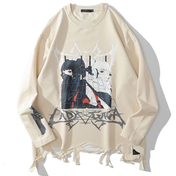 men's hoodies & sweatshirts aolamegs irregular tearing hole cartoon manga print sweatshirt men o-neck baggy harajuku high street fashio, Black
men's hoodies & sweatshirts aolamegs irregular tearing hole cartoon manga print sweatshirt men o-neck baggy harajuku high street fashio, Black