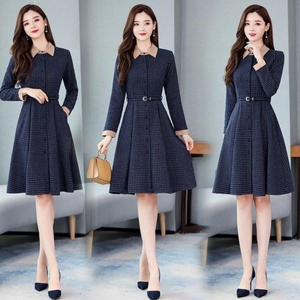 casual dresses 2021 autumn women's fashion temperament trend slim mid-length dress, Black;gray
casual dresses 2021 autumn women's fashion temperament trend slim mid-length dress, Black;gray