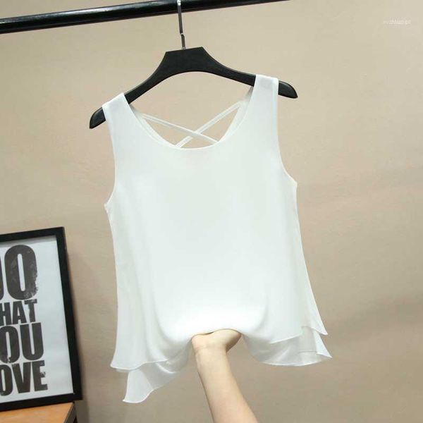 women's blouses & shirts 2021 fashion brand sleeveless blouse summer chiffon shirt sheer o-neck casual plus size 4xl loose female 1, White
women's blouses & shirts 2021 fashion brand sleeveless blouse summer chiffon shirt sheer o-neck casual plus size 4xl loose female 1, White