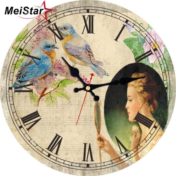 vintage girl with birds clocks brief style design silent elegant living office room home decor watches wall gift
vintage girl with birds clocks brief style design silent elegant living office room home decor watches wall gift