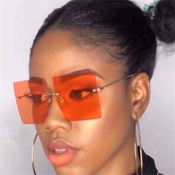 high end gradient big oversized rimless square sunglasses women men uv400 glasses, White;black
high end gradient big oversized rimless square sunglasses women men uv400 glasses, White;black