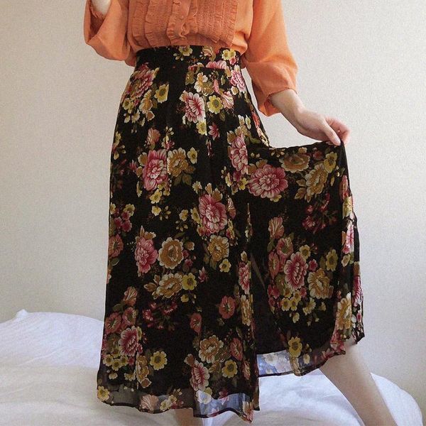 skirts elegant long skirt women split hem flowers print black pleated chic casual dignified vintage jupe longue femme
skirts elegant long skirt women split hem flowers print black pleated chic casual dignified vintage jupe longue femme