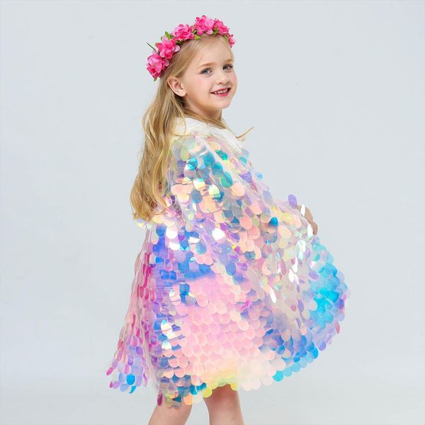 fashion girls sequin capes cloak rainbow fish scale cape for children christmas halloween cosplay little memaid princess costume, Blue;gray
fashion girls sequin capes cloak rainbow fish scale cape for children christmas halloween cosplay little memaid princess costume, Blue;gray