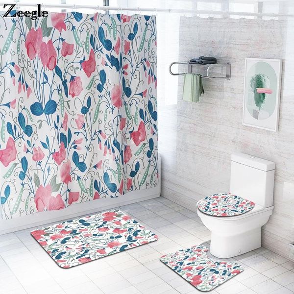 bath mats floral pattern bathroom rug set with waterproof shower curtain mat u-shaped toilet and anti-slip foot
bath mats floral pattern bathroom rug set with waterproof shower curtain mat u-shaped toilet and anti-slip foot