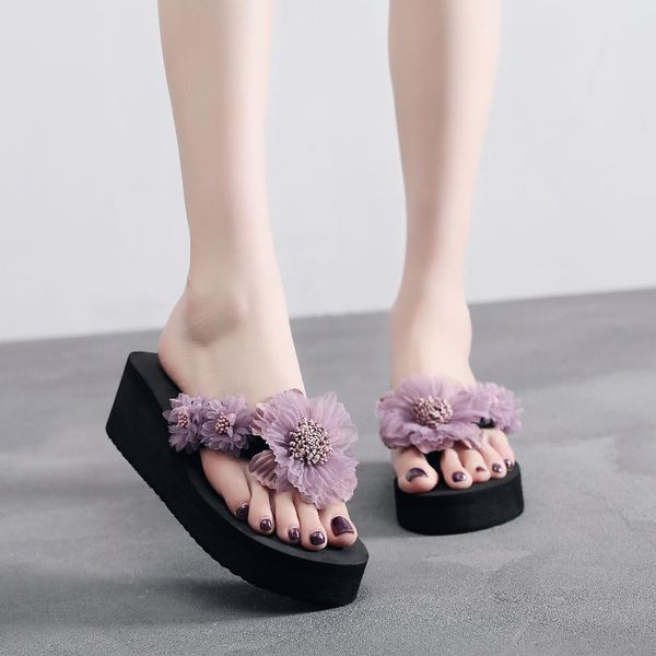 slippers summer hand made flower lady's herringbone slipper with thick sole and anti slip beach shoes, Black
slippers summer hand made flower lady's herringbone slipper with thick sole and anti slip beach shoes, Black