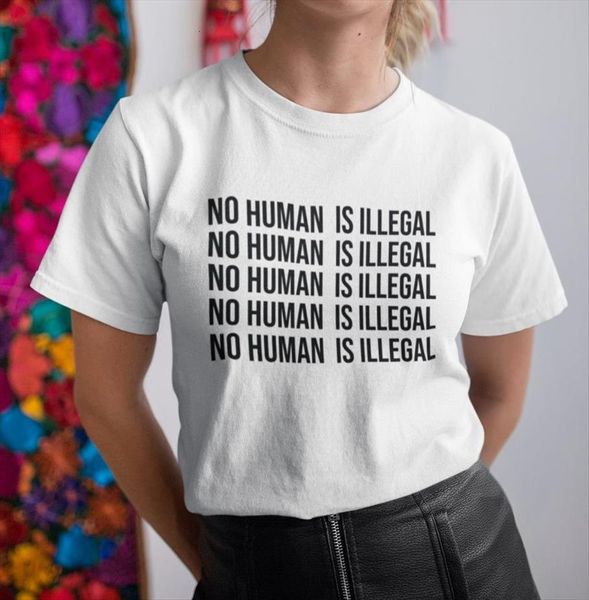 no human is illegal womens t shirts print cotton casual funny for lady yong girl tee ship a 1, White
no human is illegal womens t shirts print cotton casual funny for lady yong girl tee ship a 1, White