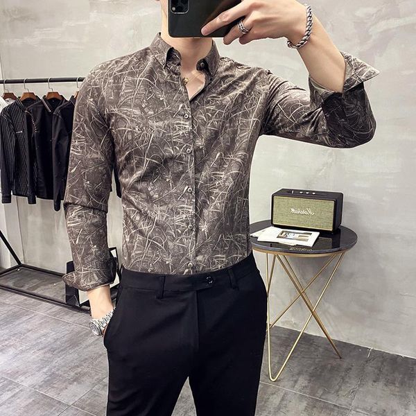 men shirts spring fashion casual print slim business high-quality long sleeve comfortable men's boutique shirt, White;black
men shirts spring fashion casual print slim business high-quality long sleeve comfortable men's boutique shirt, White;black
