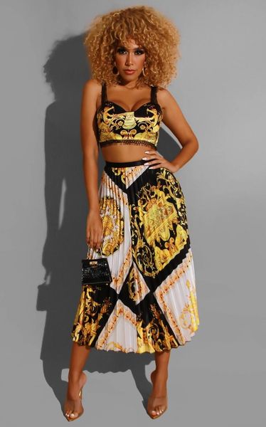 two piece dress fall winter women tracksuit lace national print +pleated skirts suits set night club street bandage 163, White
two piece dress fall winter women tracksuit lace national print +pleated skirts suits set night club street bandage 163, White