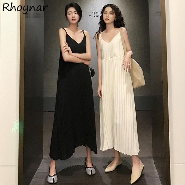 casual dresses sleeveless women solid folds all-match a-line spaghetti strap inside clothing female fashion ankle-length ins, Black;gray
casual dresses sleeveless women solid folds all-match a-line spaghetti strap inside clothing female fashion ankle-length ins, Black;gray